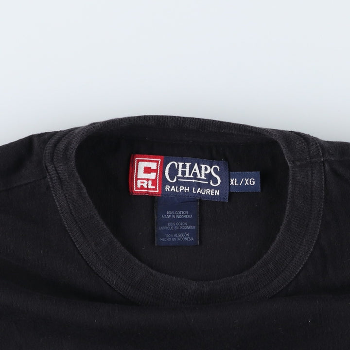 Ralph Lauren CHAPS Short-Sleeve Logo T-Shirt, Men's Size XL (approx.) cotton black type Vintage Second Hand