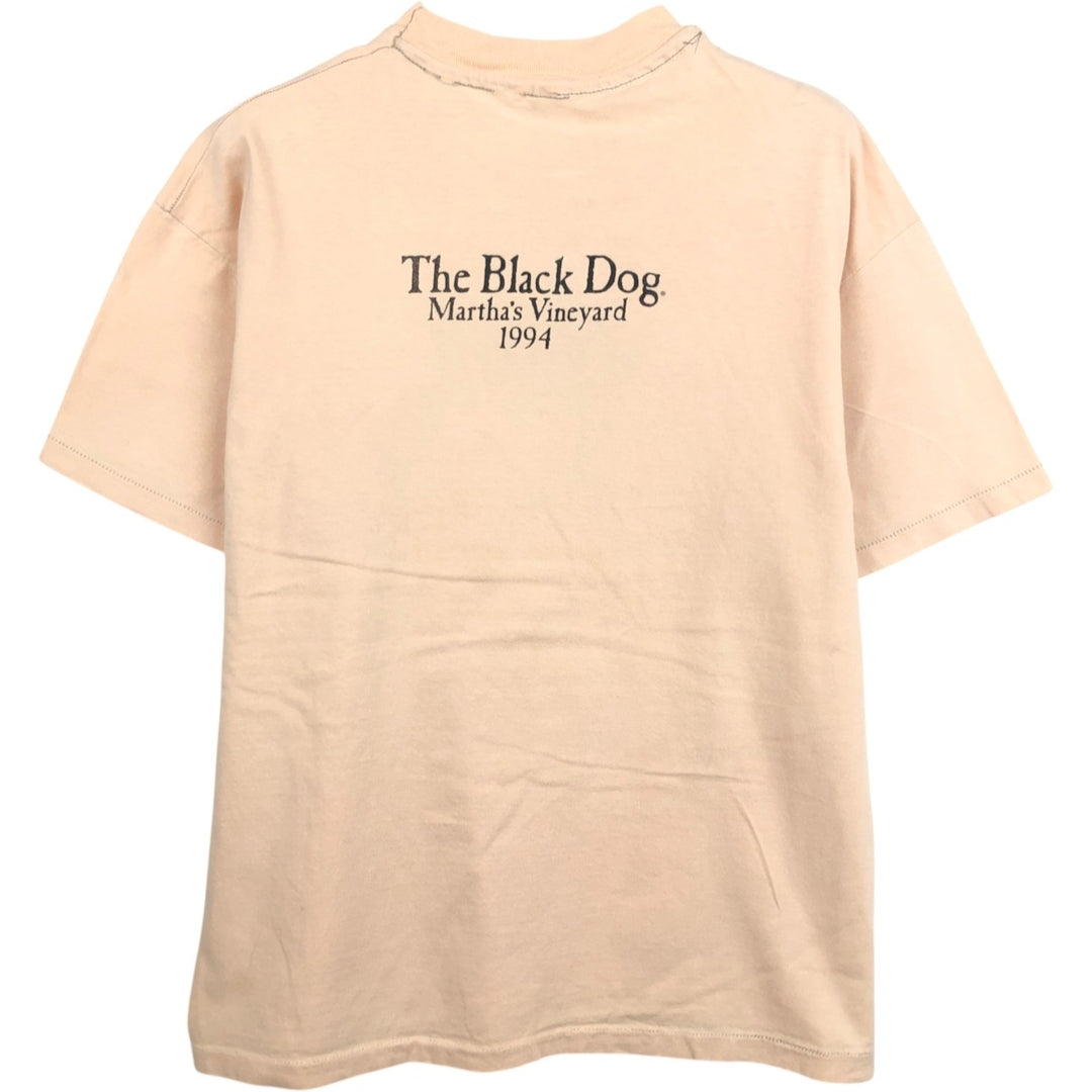 90'S Hanes BEEFY-T Dog Print Animal T-Shirt, Made in USA, Men's Size L (approx.), Vintage cotton Beige type Vintage Second Hand