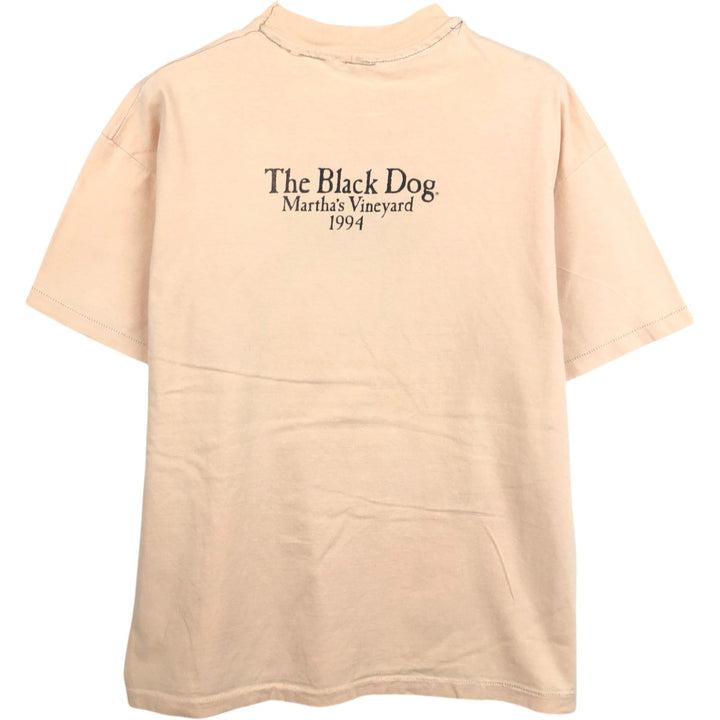 90'S Hanes BEEFY-T Dog Print Animal T-Shirt, Made in USA, Men's Size L (approx.), Vintage cotton Beige type Vintage Second Hand