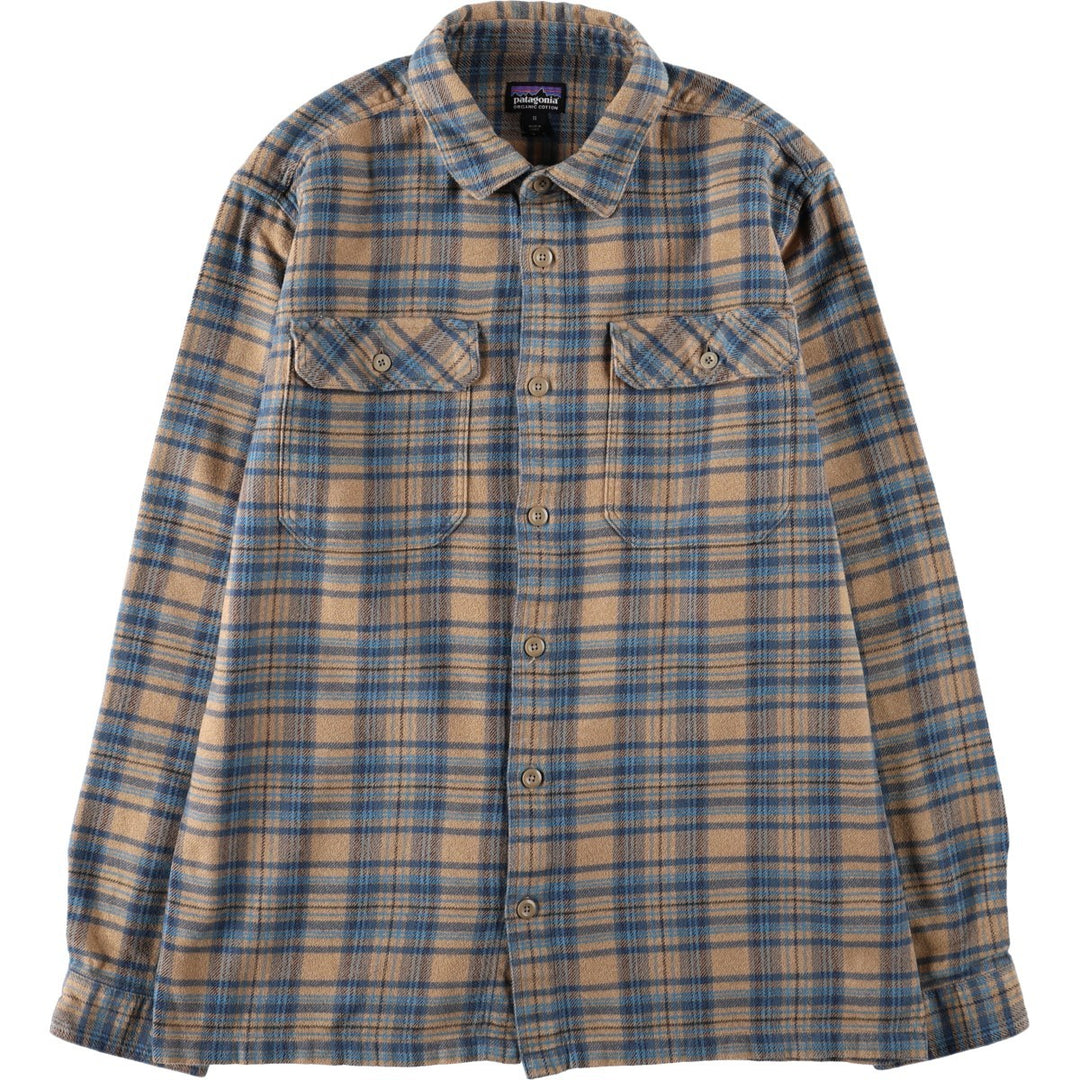 Patagonia Long-Sleeve Flannel Check Shirt, Men's Size M (approx.) unclear beige type brown Vintage Second Hand