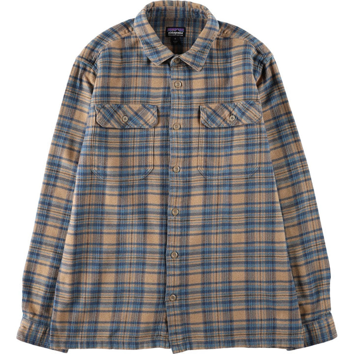 Patagonia Long-Sleeve Flannel Check Shirt, Men's Size M (approx.) unclear beige type brown Vintage Second Hand