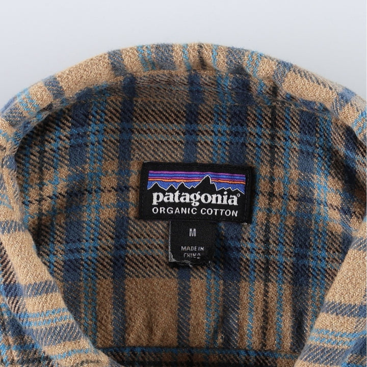 Patagonia Long-Sleeve Flannel Check Shirt, Men's Size M (approx.) unclear beige type brown Vintage Second Hand