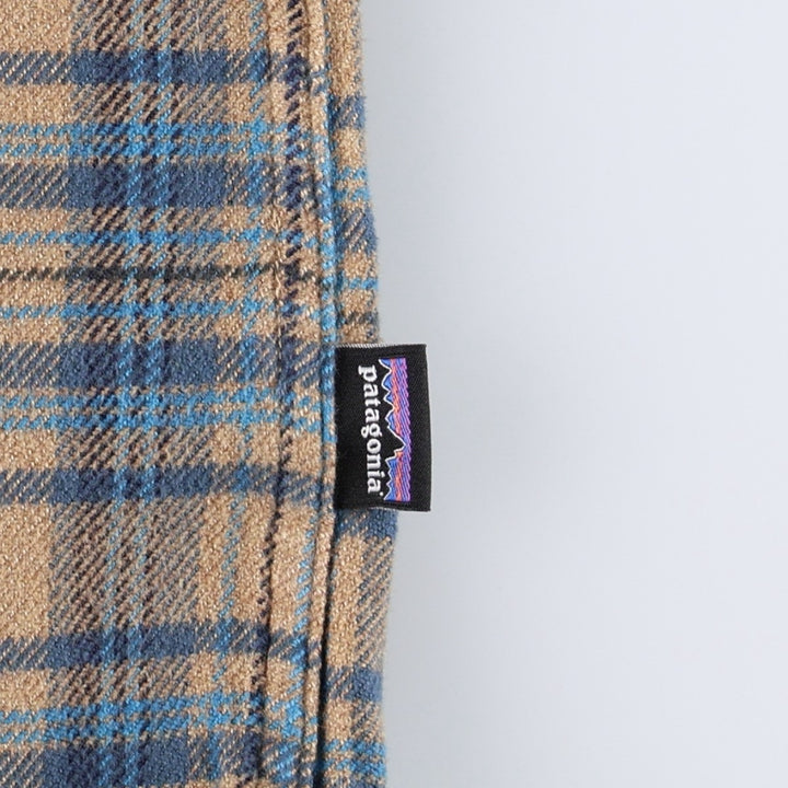 Patagonia Long-Sleeve Flannel Check Shirt, Men's Size M (approx.) unclear beige type brown Vintage Second Hand