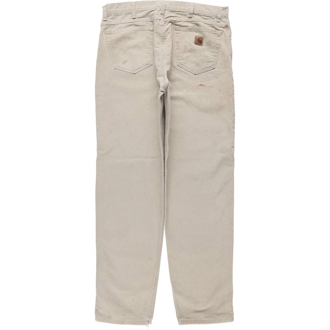 Carhartt Duck Work Pants, Made in USA, Men's Size W36 (approx.) cotton Beige type Vintage Second Hand