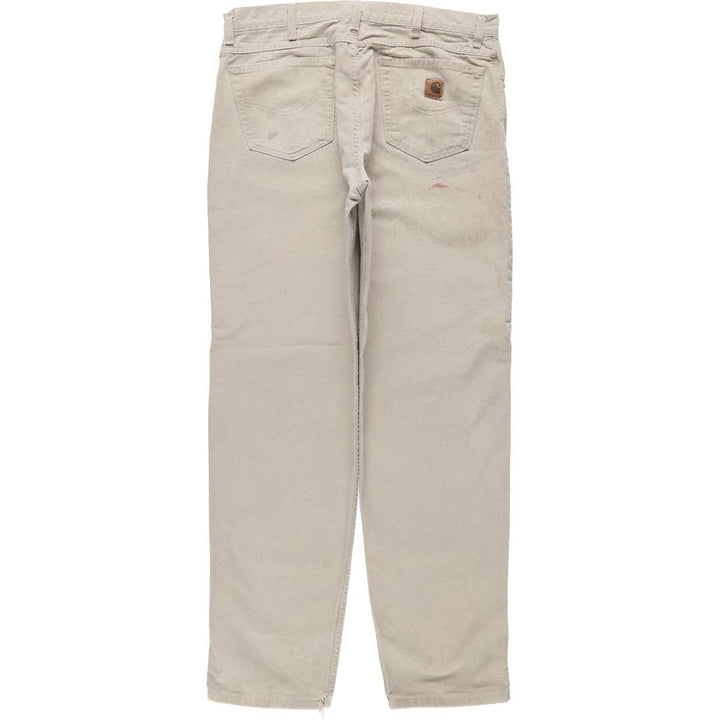 Carhartt Duck Work Pants, Made in USA, Men's Size W36 (approx.) cotton Beige type Vintage Second Hand