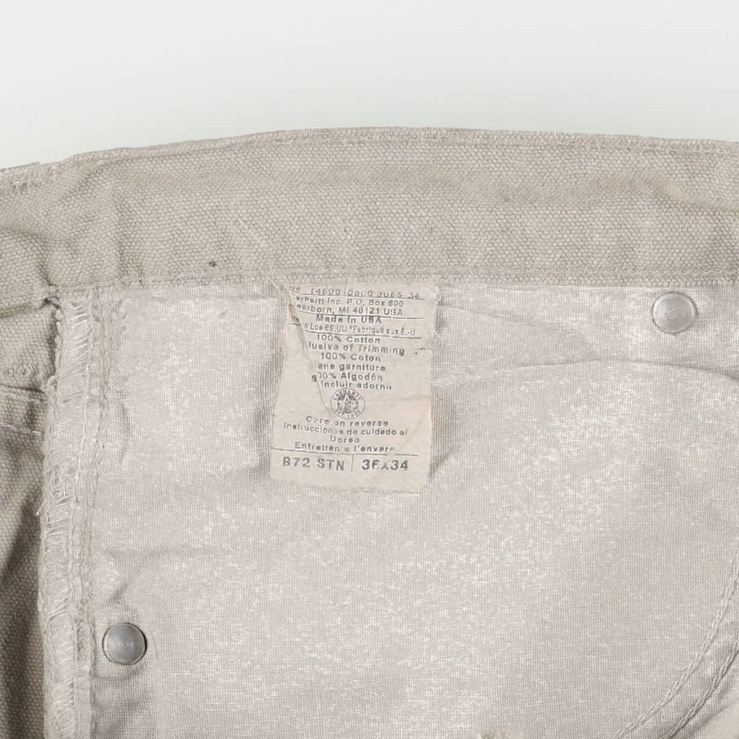 Carhartt Duck Work Pants, Made in USA, Men's Size W36 (approx.) cotton Beige type Vintage Second Hand
