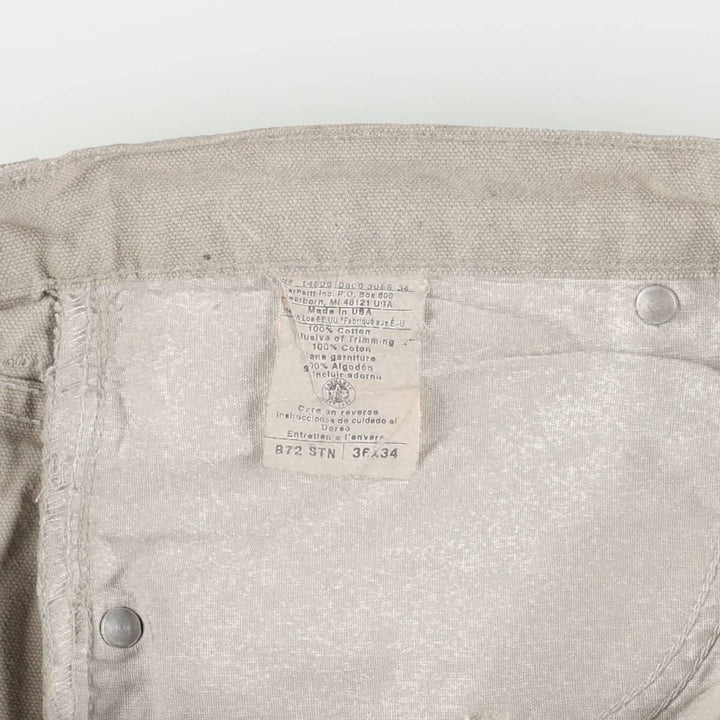 Carhartt Duck Work Pants, Made in USA, Men's Size W36 (approx.) cotton Beige type Vintage Second Hand