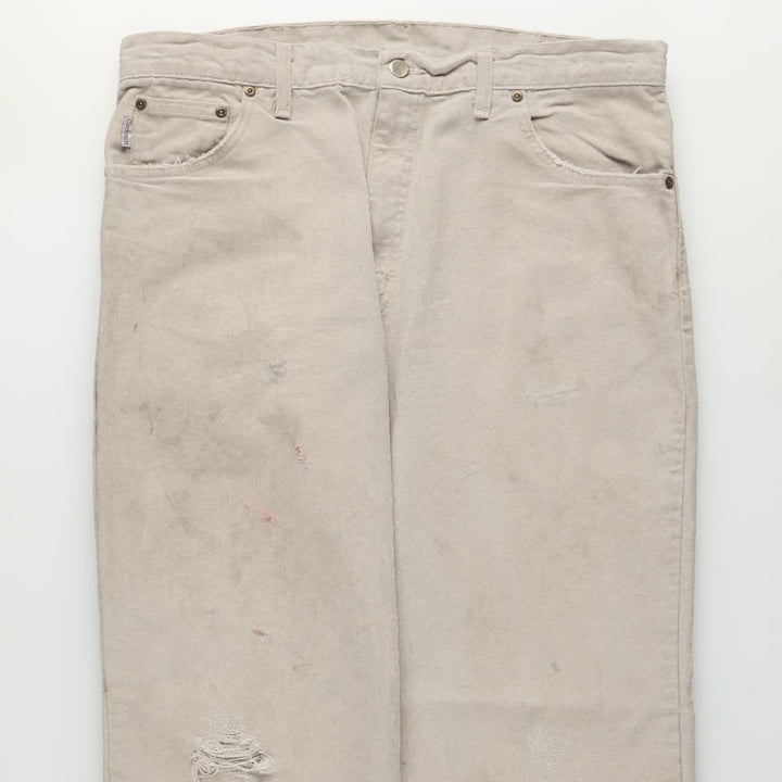 Carhartt Duck Work Pants, Made in USA, Men's Size W36 (approx.) cotton Beige type Vintage Second Hand