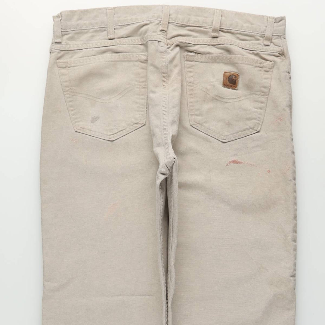 Carhartt Duck Work Pants, Made in USA, Men's Size W36 (approx.) cotton Beige type Vintage Second Hand