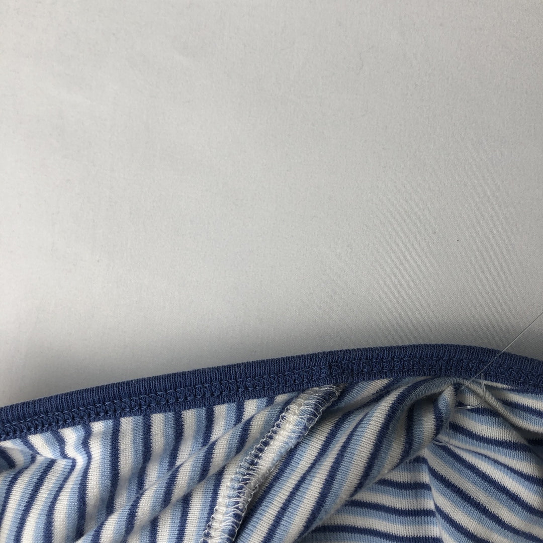 Ralph Lauren LAUREN Striped Pattern 3/4 Sleeve V-Neck Long T-Shirt (Women's Size L) cotton white type Vintage Second Hand