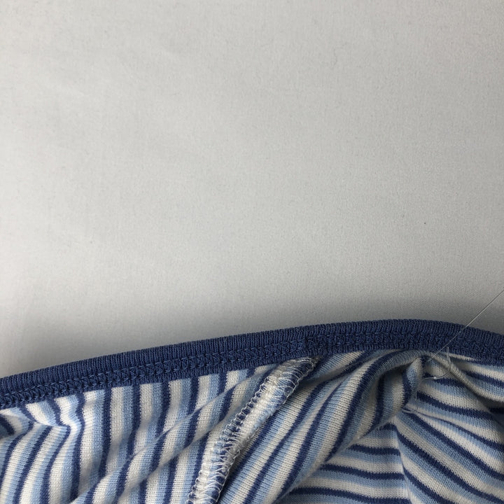 Ralph Lauren LAUREN Striped Pattern 3/4 Sleeve V-Neck Long T-Shirt (Women's Size L) cotton white type Vintage Second Hand