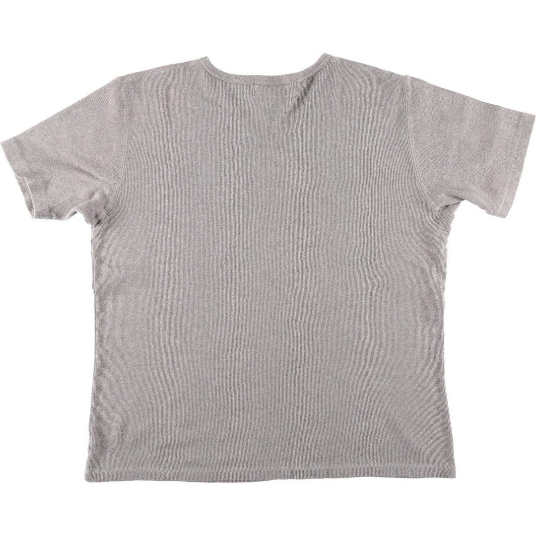 Ralph Lauren POLO SPORT Ribbed Short-Sleeve V-Neck T-Shirt, Men's Size XXL (approx.) cotton gray type Vintage Second Hand