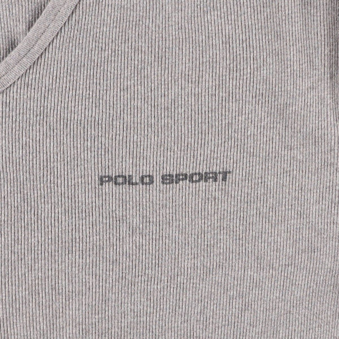 Ralph Lauren POLO SPORT Ribbed Short-Sleeve V-Neck T-Shirt, Men's Size XXL (approx.) cotton gray type Vintage Second Hand