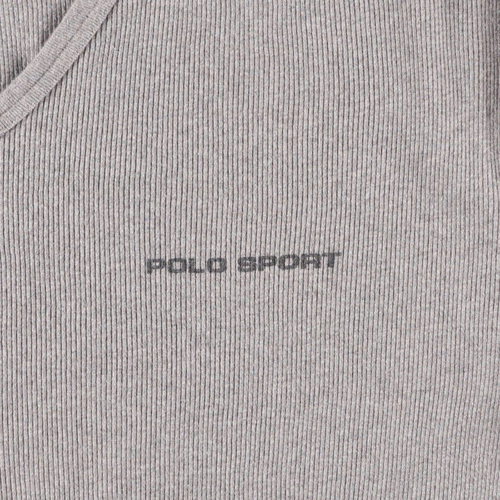 Ralph Lauren POLO SPORT Ribbed Short-Sleeve V-Neck T-Shirt, Men's Size XXL (approx.) cotton gray type Vintage Second Hand