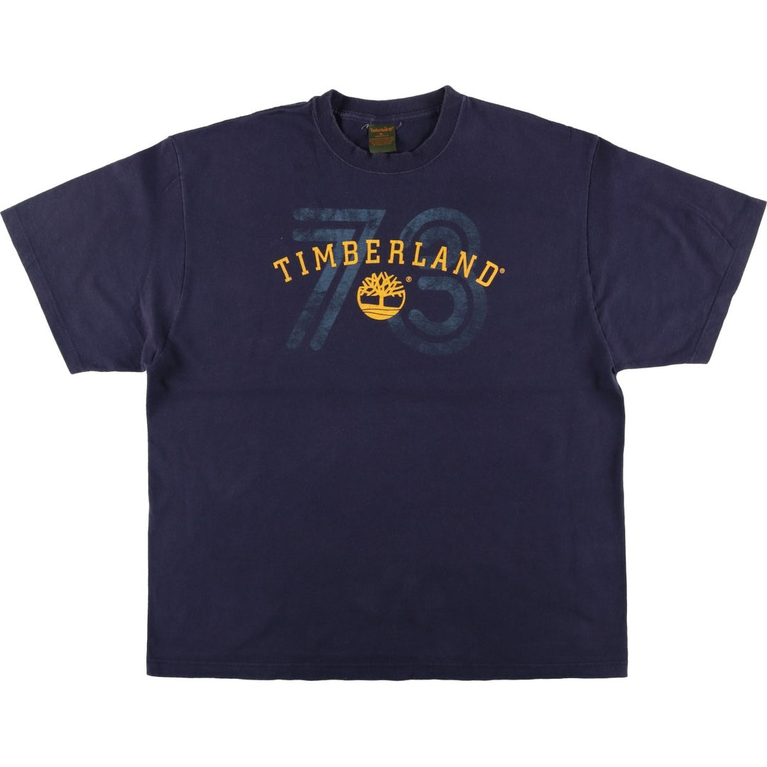 90'S Timberland Short-Sleeve Logo T-Shirt, Made in USA, Men's XL (approx.), Vintage cotton navy blue type Vintage Second Hand