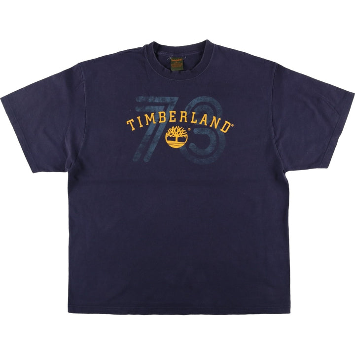 90'S Timberland Short-Sleeve Logo T-Shirt, Made in USA, Men's XL (approx.), Vintage cotton navy blue type Vintage Second Hand