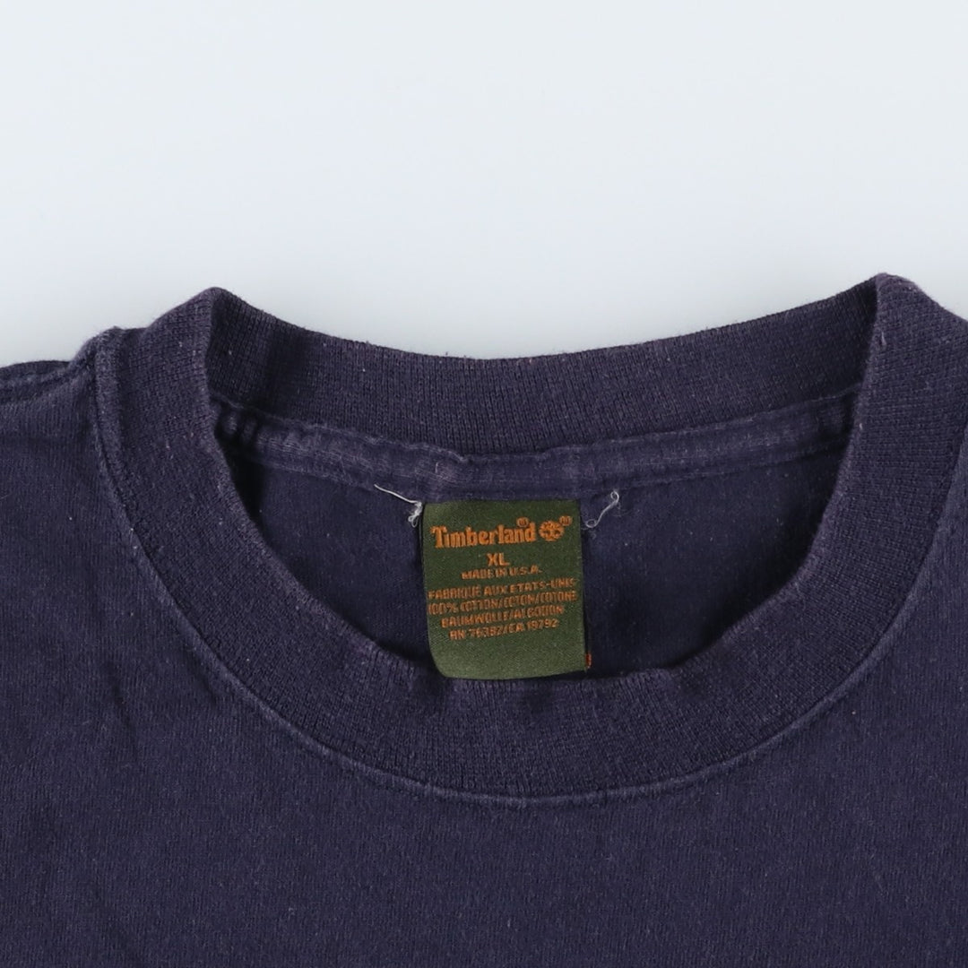 90'S Timberland Short-Sleeve Logo T-Shirt, Made in USA, Men's XL (approx.), Vintage cotton navy blue type Vintage Second Hand