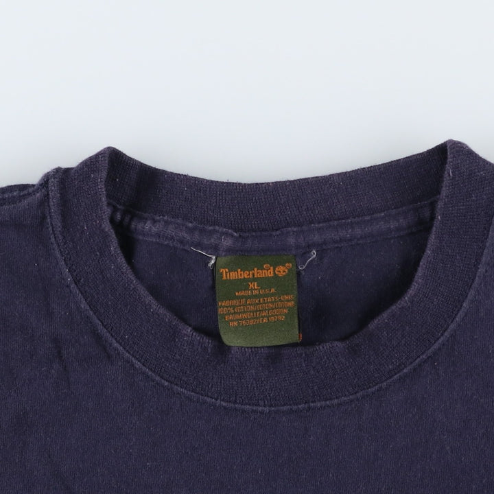 90'S Timberland Short-Sleeve Logo T-Shirt, Made in USA, Men's XL (approx.), Vintage cotton navy blue type Vintage Second Hand