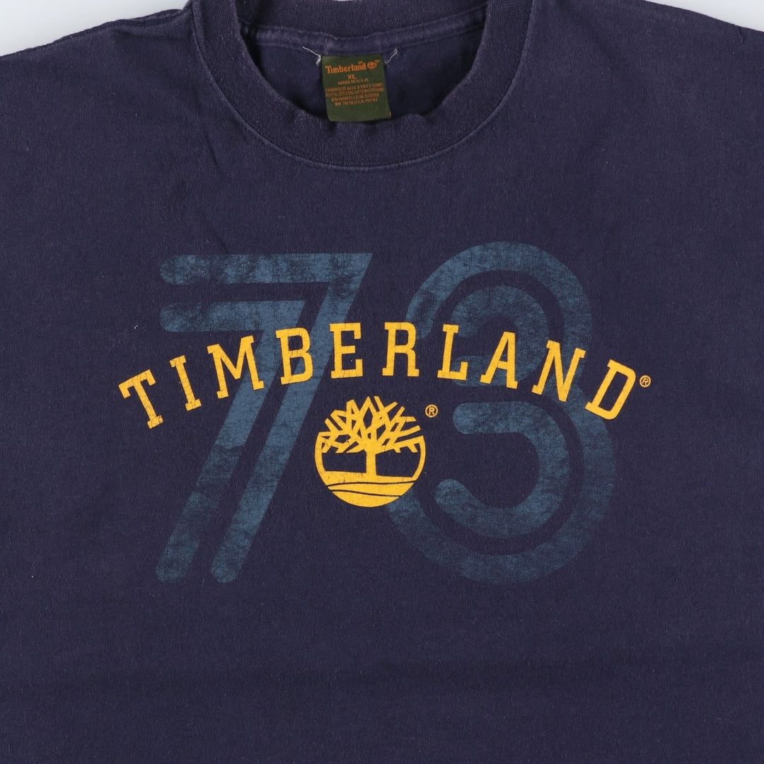 90'S Timberland Short-Sleeve Logo T-Shirt, Made in USA, Men's XL (approx.), Vintage cotton navy blue type Vintage Second Hand
