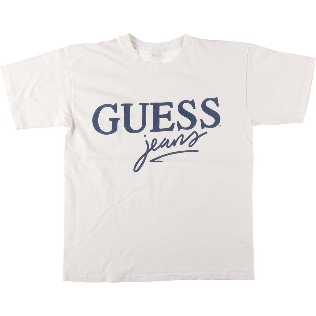 Guess Short-Sleeve Printed T-Shirt, Men's Size M (approx.) unclear white type Vintage Second Hand