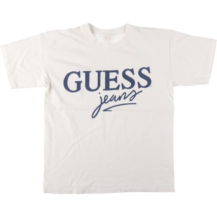 Guess Short-Sleeve Printed T-Shirt, Men's Size M (approx.) unclear white type Vintage Second Hand