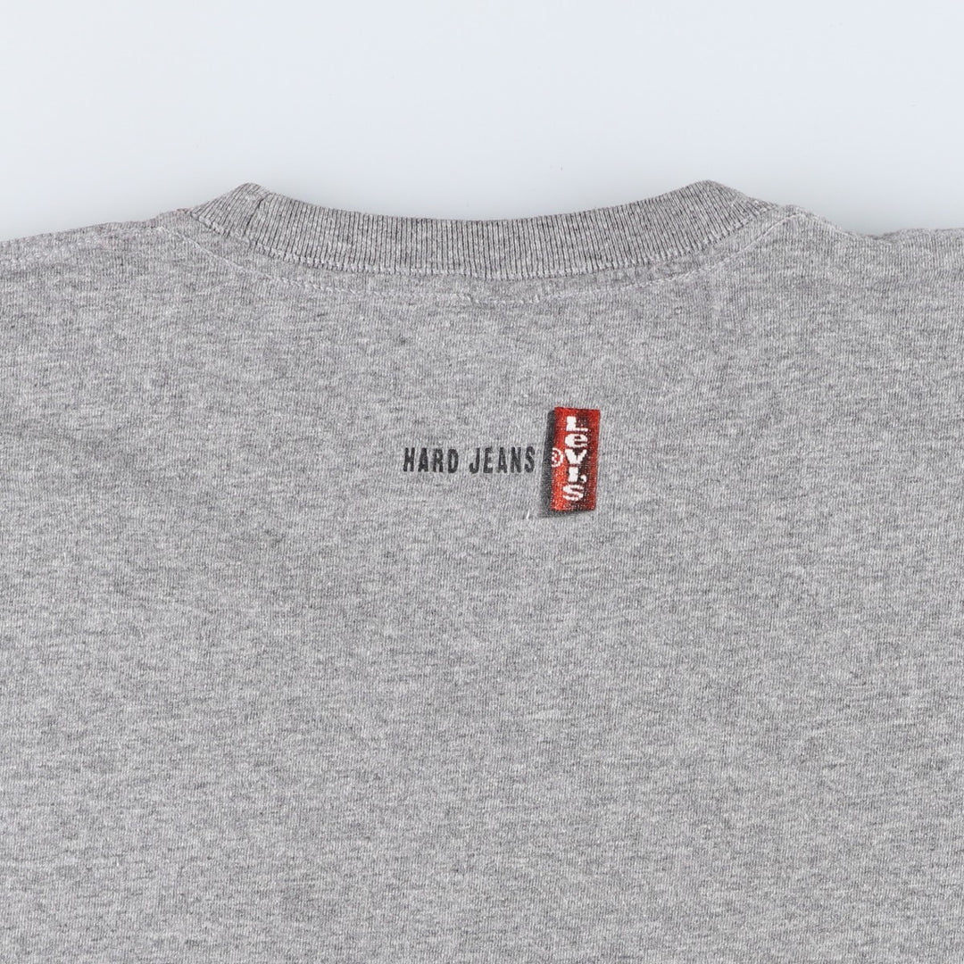 2000'S Levi's Print T-Shirt, Made in USA, Men's Size L (approx.) cotton gray type Vintage Second Hand