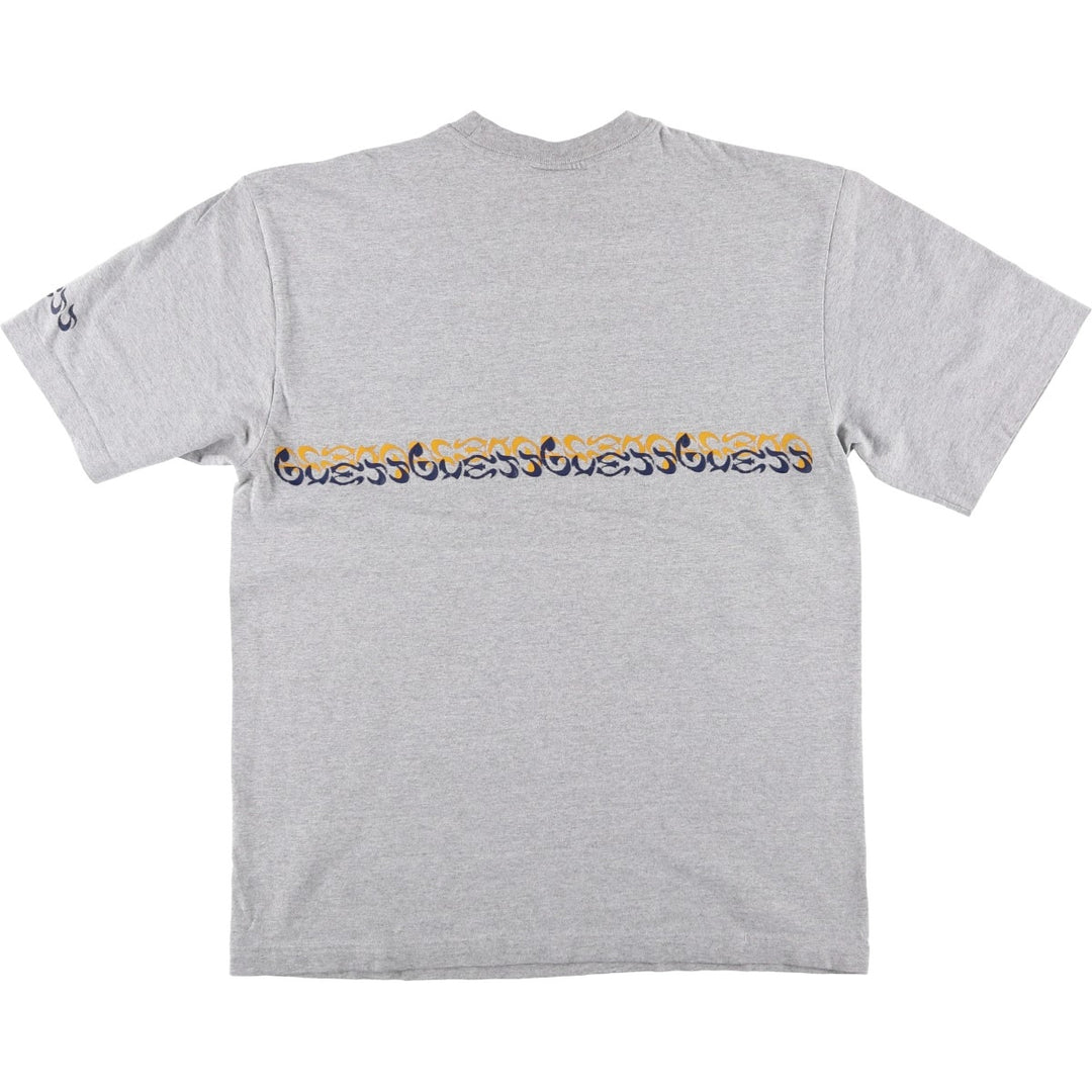 90'S Guess AMERICAN TRADITIONAL Short-Sleeve Printed T-Shirt, Men's Size M (approx.), Vintage cotton gray type Vintage Second Hand