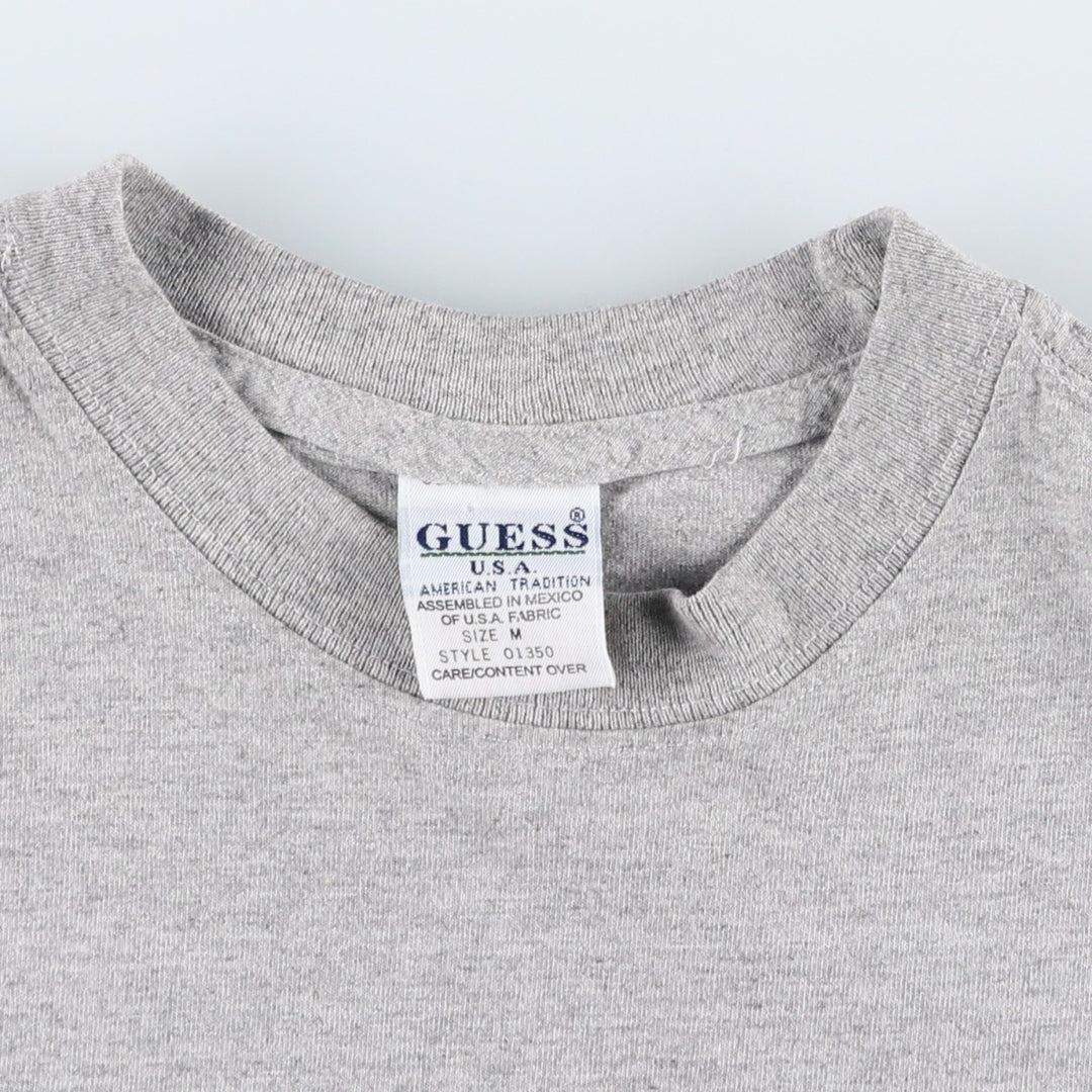 90'S Guess AMERICAN TRADITIONAL Short-Sleeve Printed T-Shirt, Men's Size M (approx.), Vintage cotton gray type Vintage Second Hand