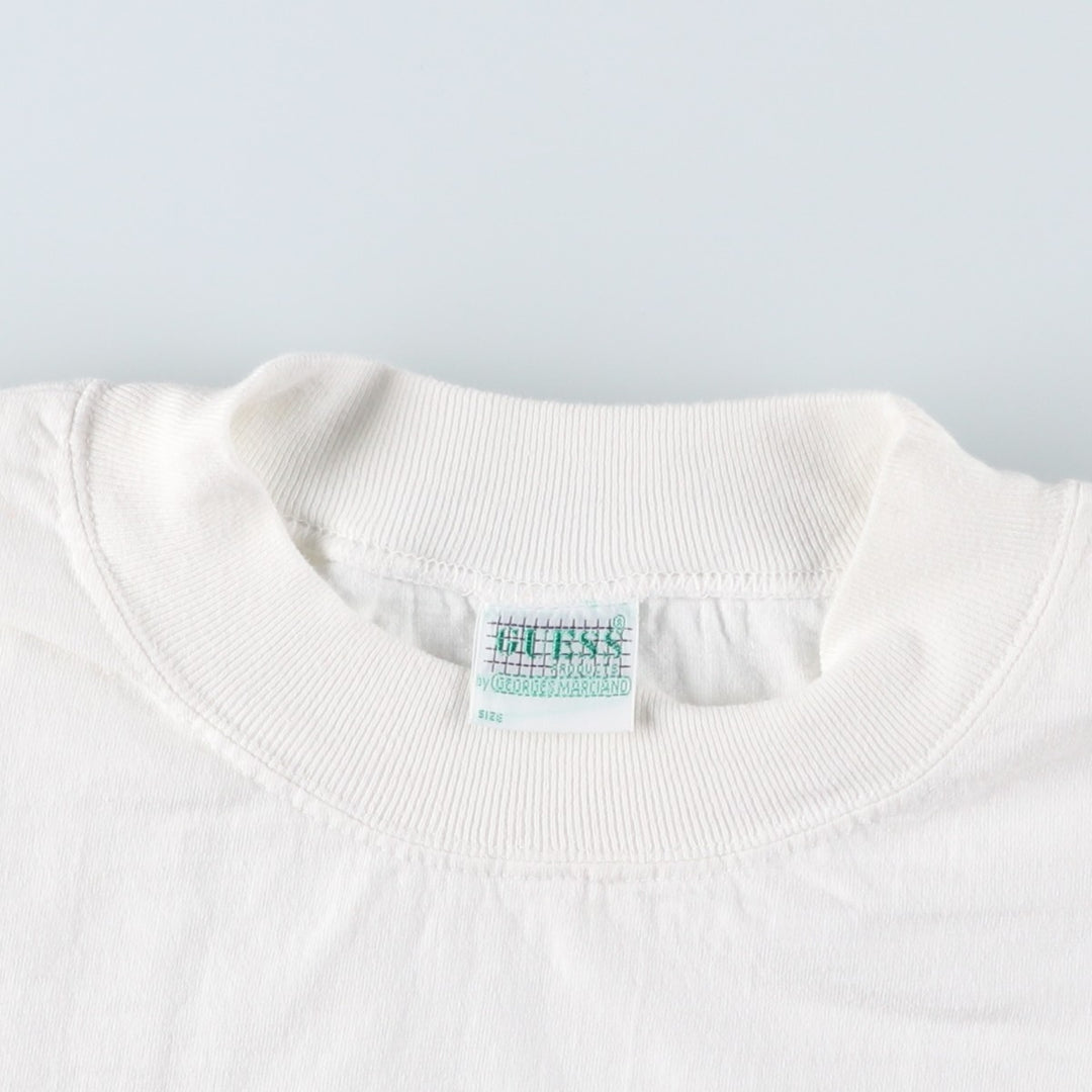 Guess by Georges Marciano short-sleeved printed T-shirt, men's size M equivalent, mock neck. cotton white type Vintage Second Hand