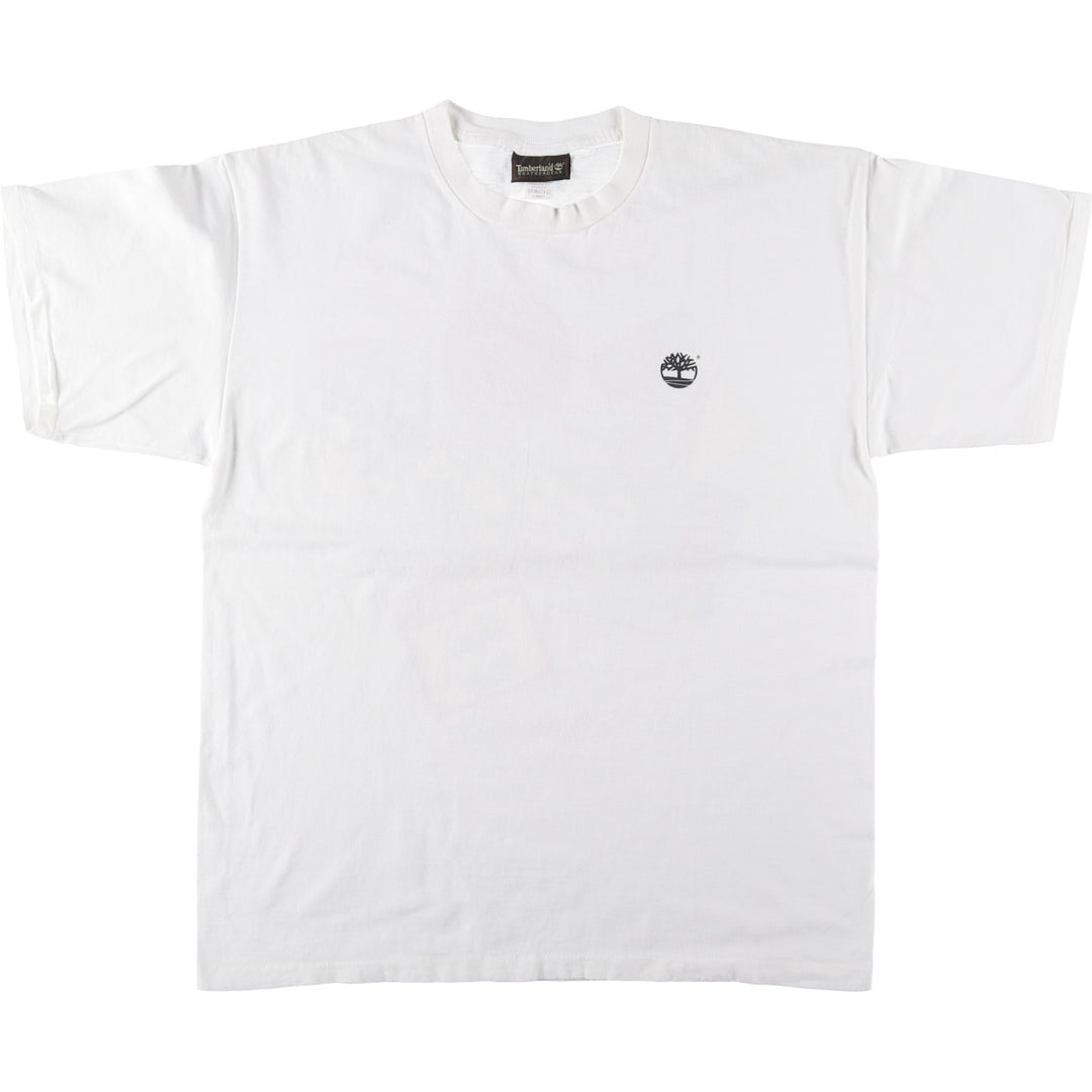 Timberland Short-Sleeve Printed T-Shirt, Made in USA, Men's Size L (approx.) cotton white type Vintage Second Hand
