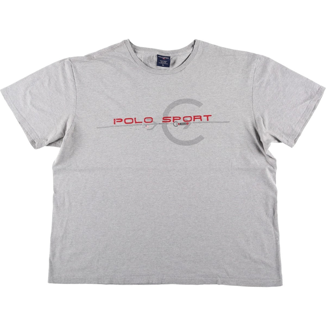 Ralph Lauren POLO SPORT short sleeve printed T-shirt, men's size XL cotton gray type Vintage Second Hand