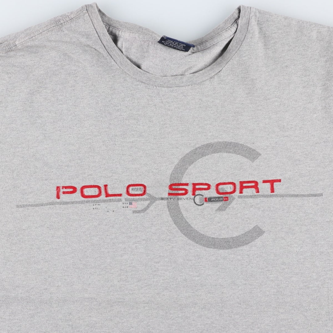 Ralph Lauren POLO SPORT short sleeve printed T-shirt, men's size XL cotton gray type Vintage Second Hand