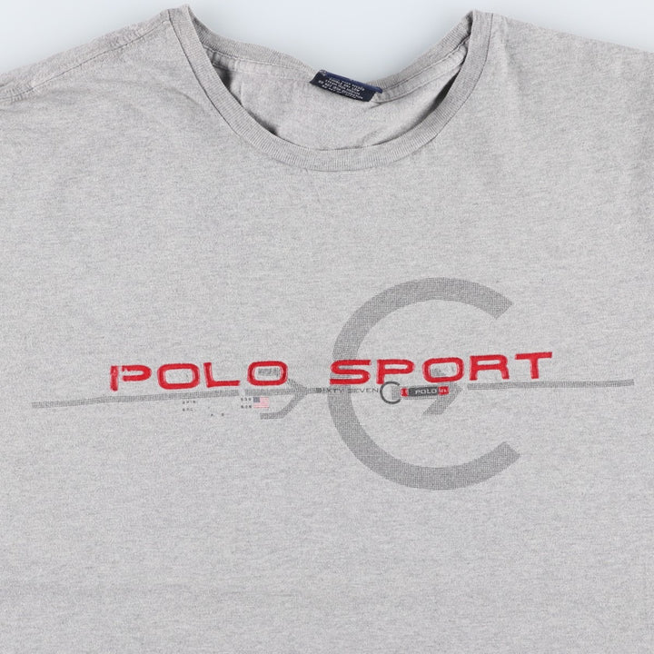 Ralph Lauren POLO SPORT short sleeve printed T-shirt, men's size XL cotton gray type Vintage Second Hand