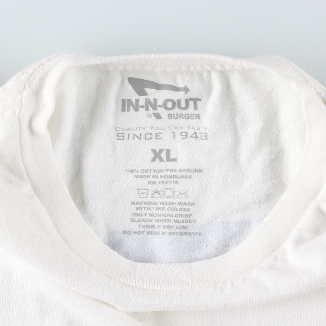 IN-N-OUT BURGER In-and-Out Burger Advertising T-shirt Men's XL size cotton white type Vintage Second Hand