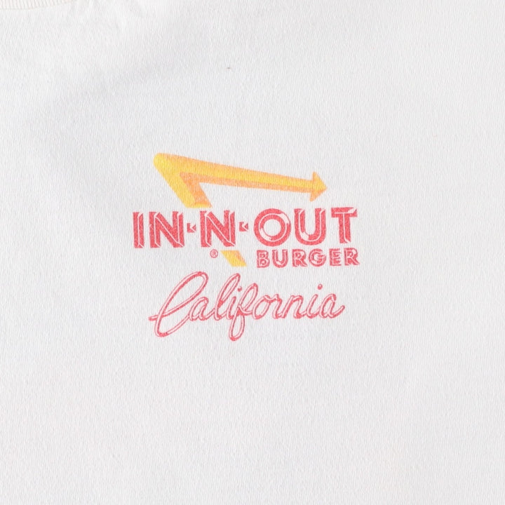 IN-N-OUT BURGER In-and-Out Burger Advertising T-shirt Men's XL size cotton white type Vintage Second Hand