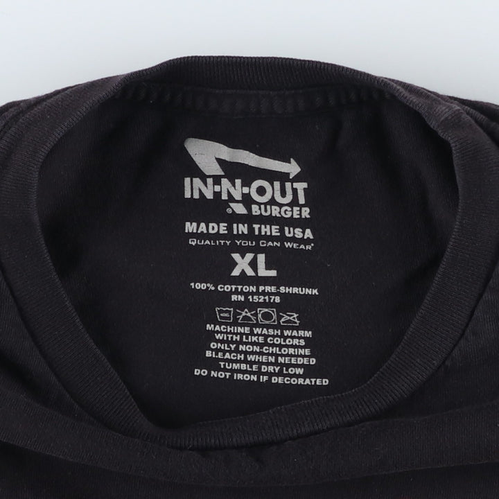IN-N-OUT BURGER In-N-Out Burger Advertising T-shirt Made in USA Men's XL size cotton black type Vintage Second Hand