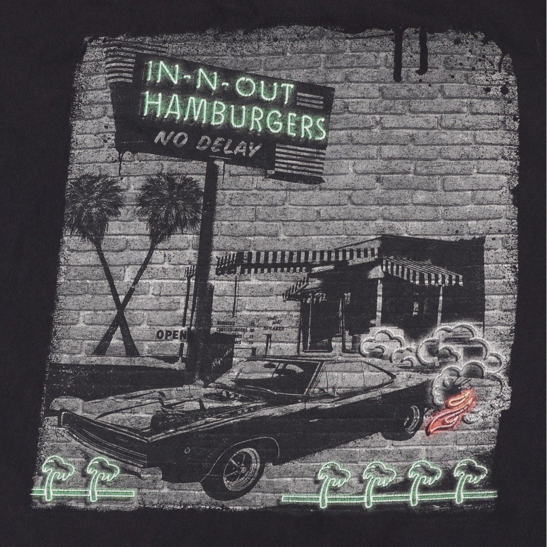 IN-N-OUT BURGER In-N-Out Burger Advertising T-shirt Made in USA Men's XL size cotton black type Vintage Second Hand
