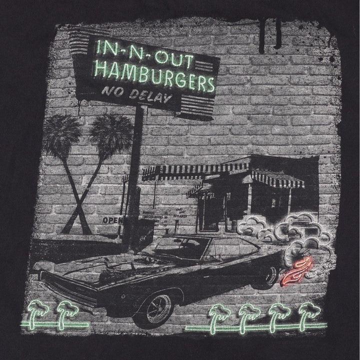 IN-N-OUT BURGER In-N-Out Burger Advertising T-shirt Made in USA Men's XL size cotton black type Vintage Second Hand
