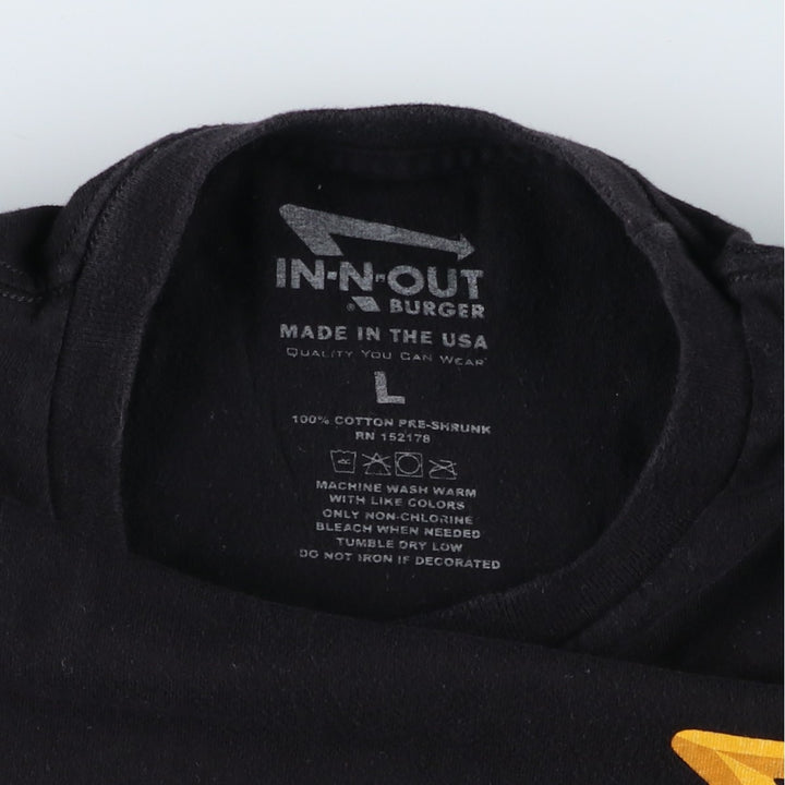 IN-N-OUT BURGER In-N-Out Burger Advertising T-shirt Made in USA Men's L size cotton black type Vintage Second Hand