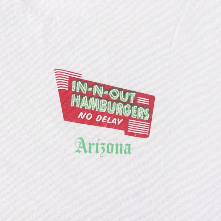 IN-N-OUT BURGER In-N-Out Burger Advertising T-shirt Made in USA Men's XL size cotton white type Vintage Second Hand