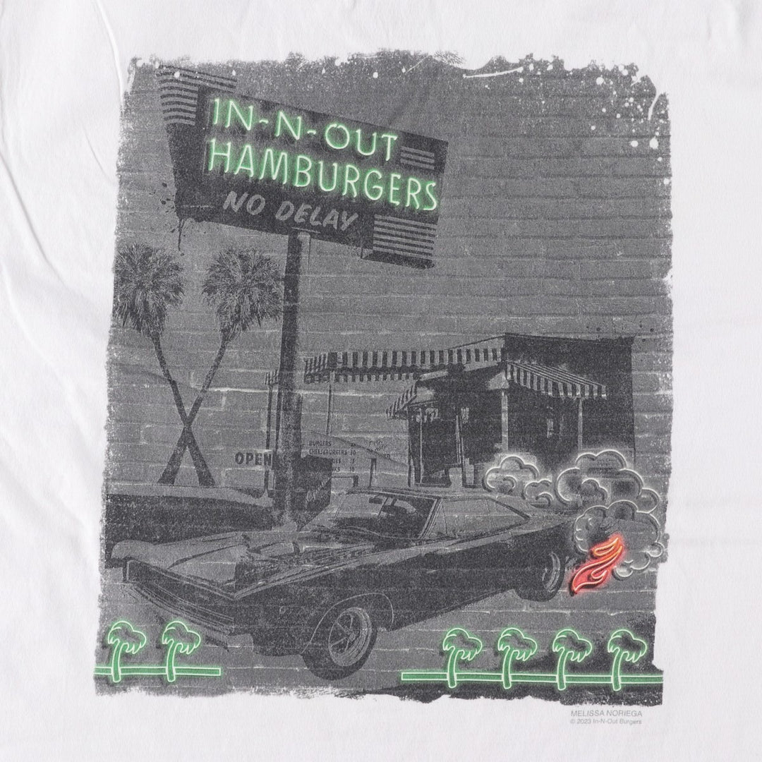 IN-N-OUT BURGER In-N-Out Burger Advertising T-shirt Made in USA Men's XL size cotton white type Vintage Second Hand