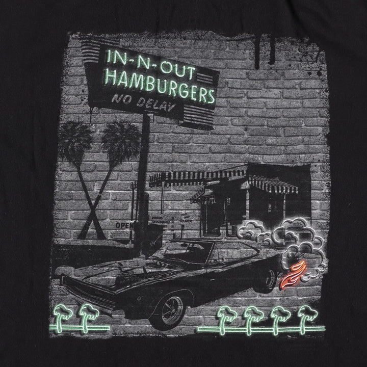IN-N-OUT BURGER In-N-Out Burger Advertising T-shirt Made in USA Men's XL size cotton black type Vintage Second Hand