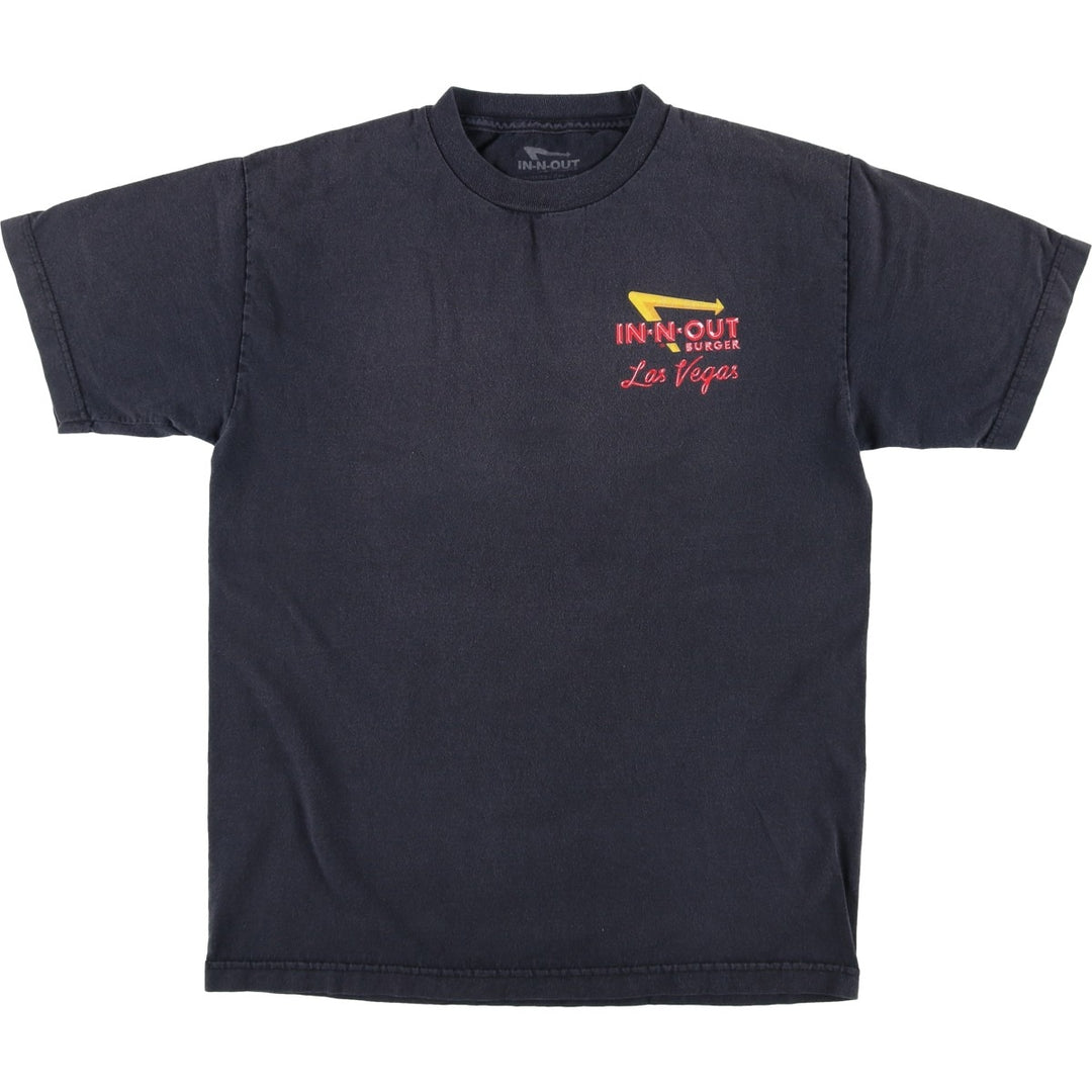 IN-N-OUT BURGER In-and-Out Burger Advertising T-shirt, Men's M size cotton black type Vintage Second Hand