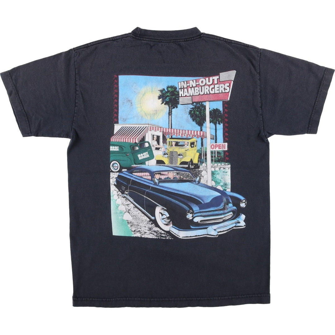 IN-N-OUT BURGER In-and-Out Burger Advertising T-shirt, Men's M size cotton black type Vintage Second Hand