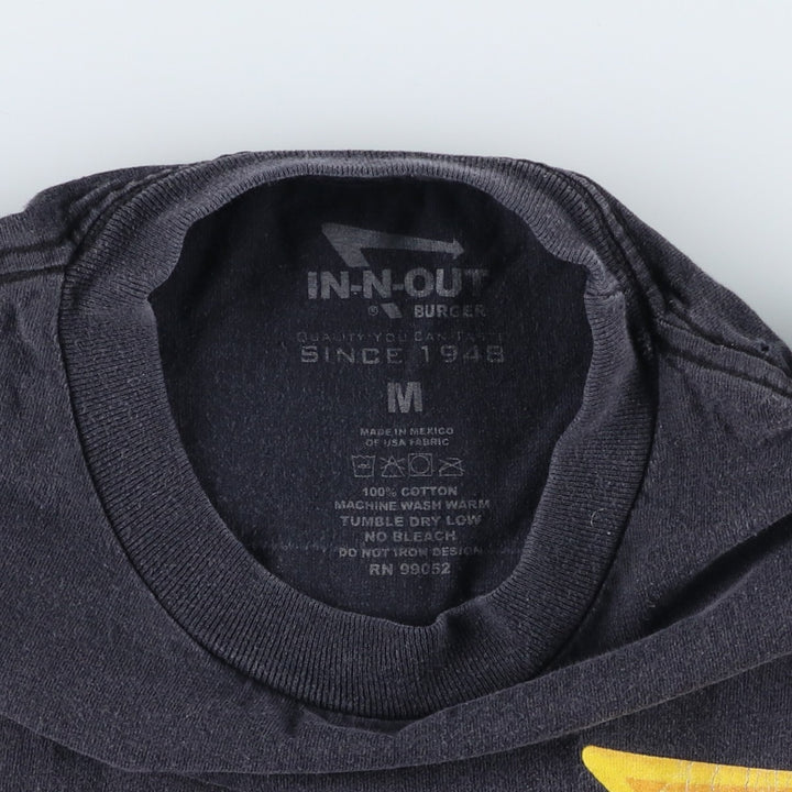 IN-N-OUT BURGER In-and-Out Burger Advertising T-shirt, Men's M size cotton black type Vintage Second Hand
