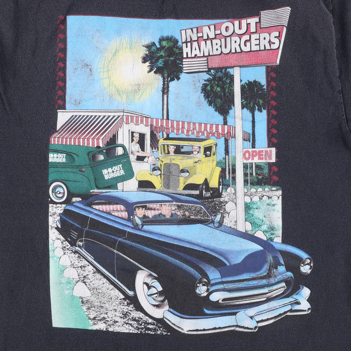 IN-N-OUT BURGER In-and-Out Burger Advertising T-shirt, Men's M size cotton black type Vintage Second Hand
