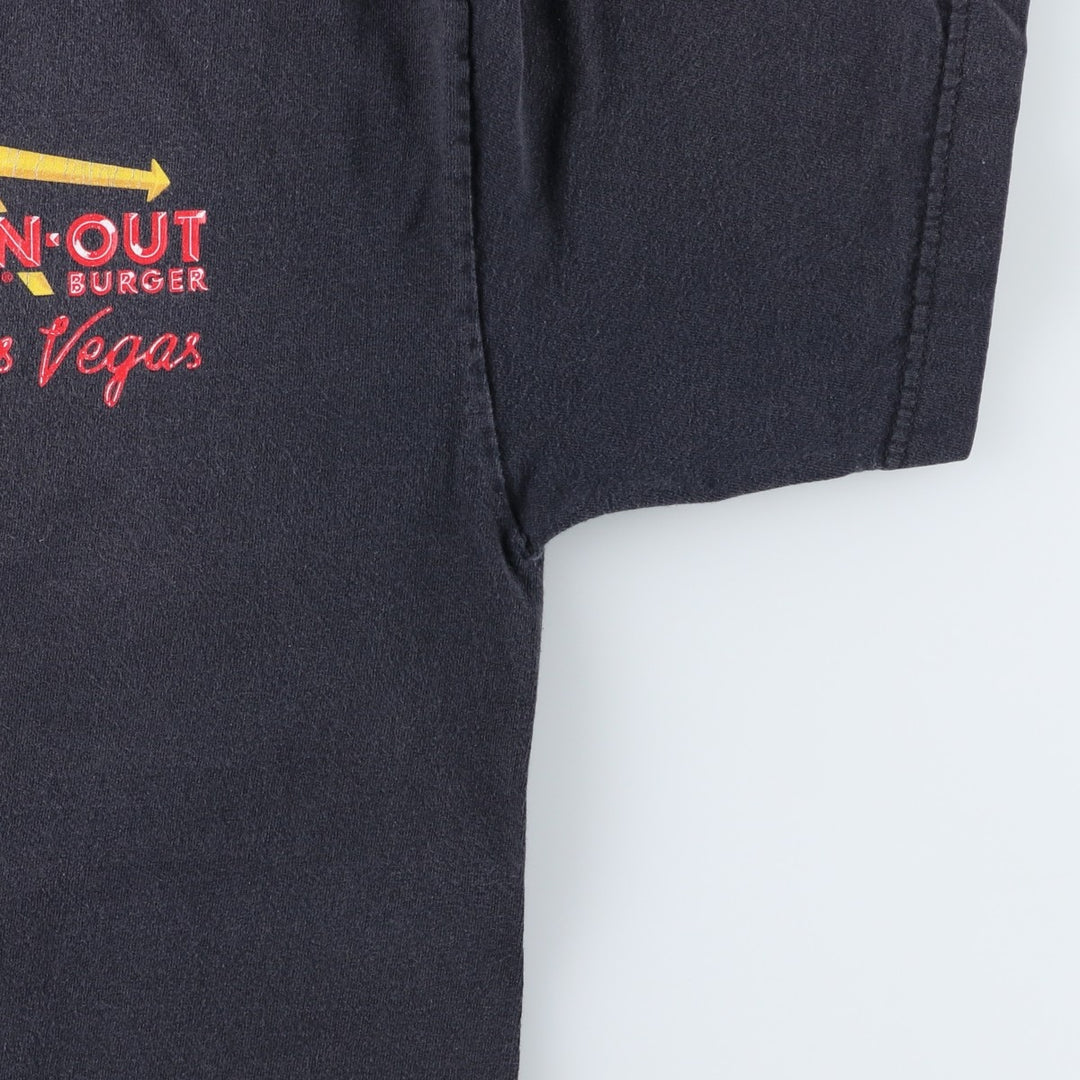 IN-N-OUT BURGER In-and-Out Burger Advertising T-shirt, Men's M size cotton black type Vintage Second Hand