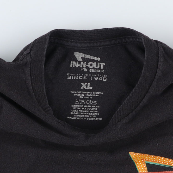 IN-N-OUT BURGER In-and-Out Burger Advertising T-shirt Men's XL size cotton black type Vintage Second Hand