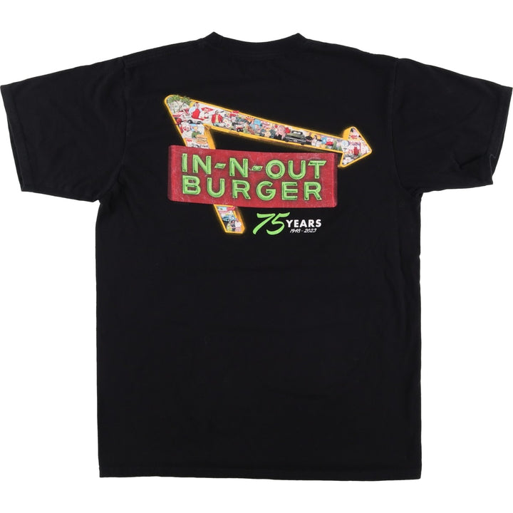 IN-N-OUT BURGER In-N-Out Burger Advertising T-shirt Made in USA Men's M size cotton black type Vintage Second Hand