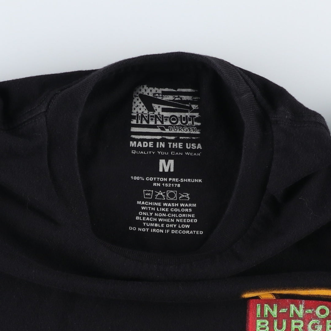 IN-N-OUT BURGER In-N-Out Burger Advertising T-shirt Made in USA Men's M size cotton black type Vintage Second Hand